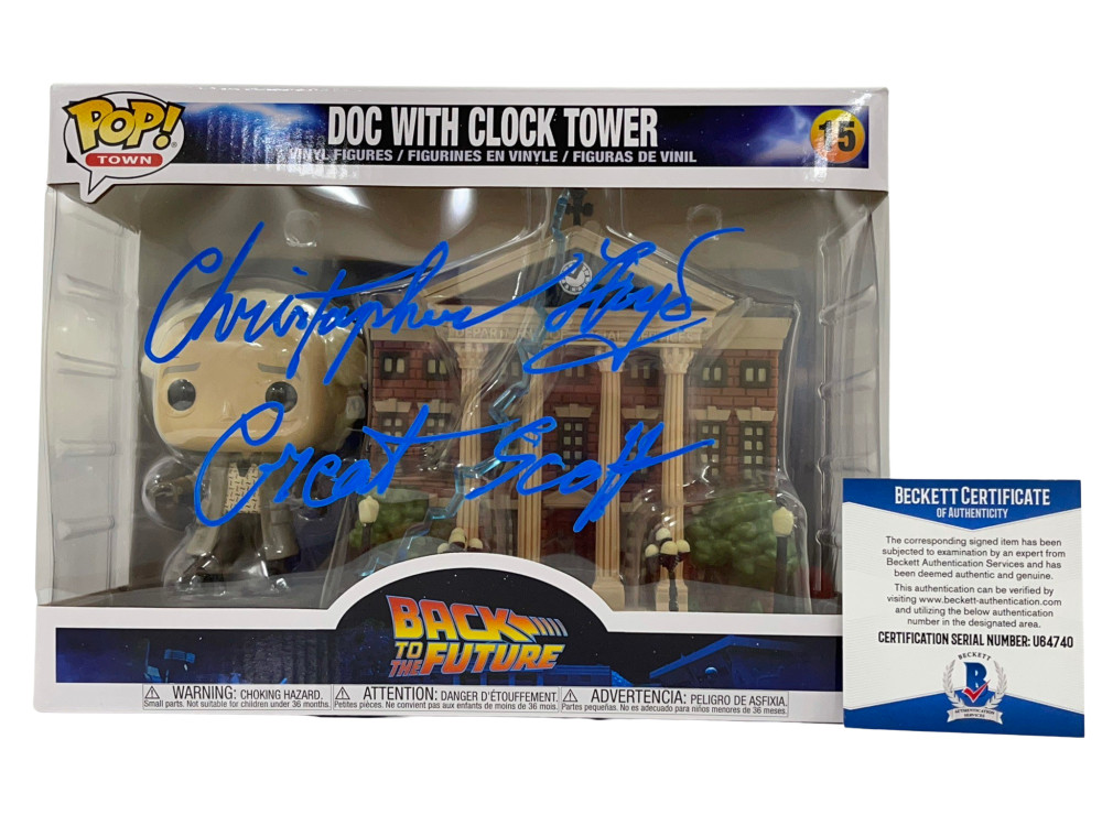 CHRISTOPHER LLOYD SIGNED BACK TO THE FUTURE TOWN CLOCK TOWER FUNKO BECKETT 12