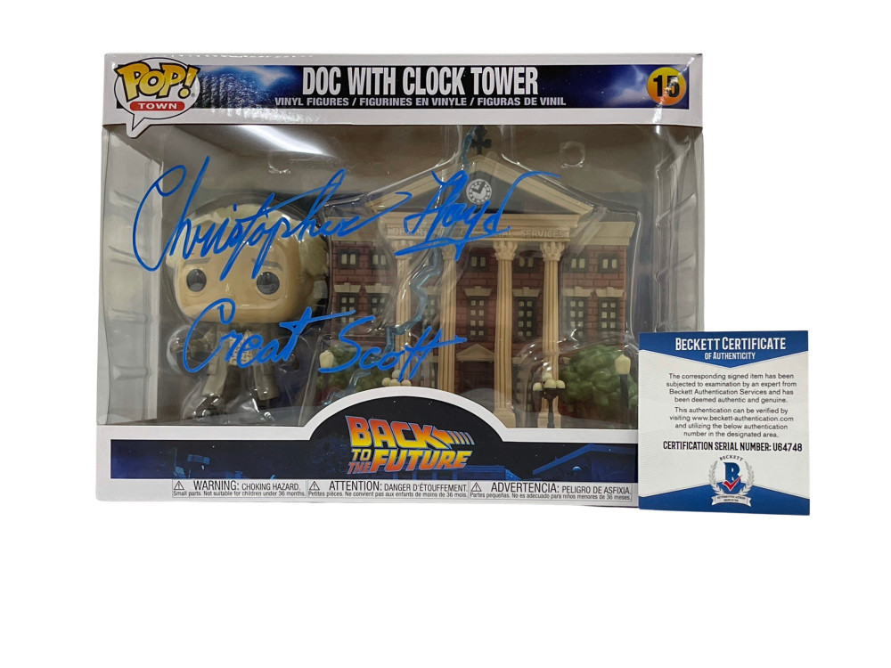 CHRISTOPHER LLOYD SIGNED BACK TO THE FUTURE TOWN CLOCK TOWER FUNKO BECKETT 13