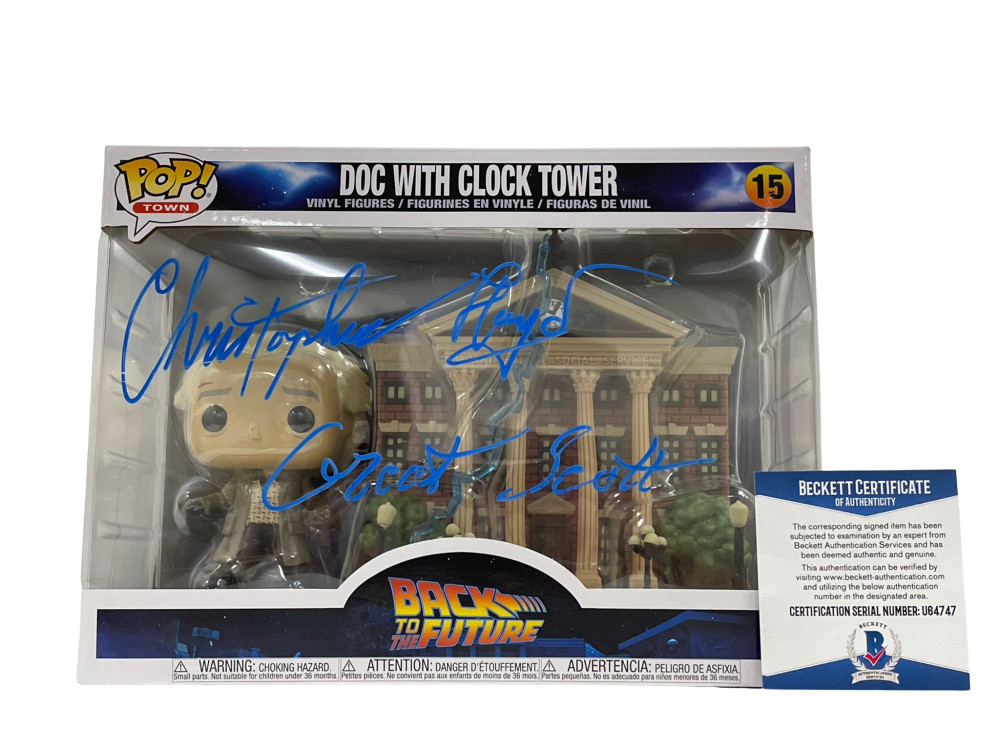CHRISTOPHER LLOYD SIGNED BACK TO THE FUTURE TOWN CLOCK TOWER FUNKO BECKETT 18