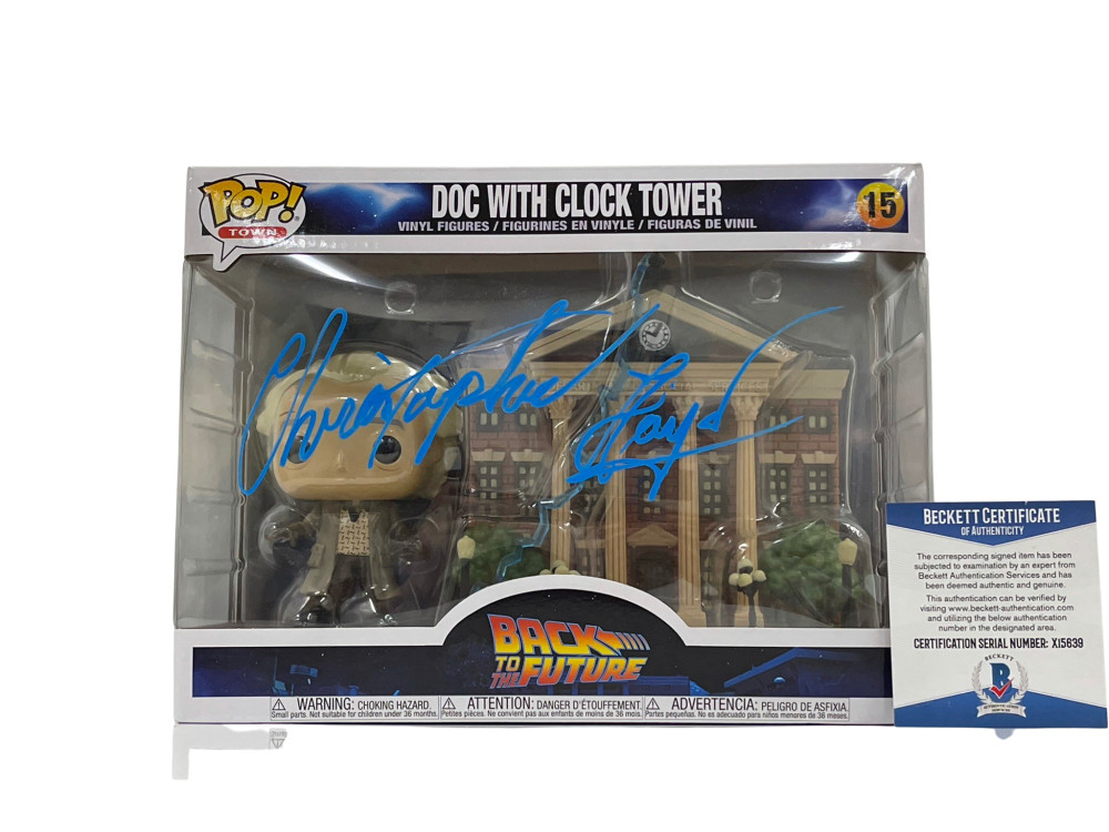 CHRISTOPHER LLOYD SIGNED BACK TO THE FUTURE TOWN CLOCK TOWER FUNKO BECKETT 38