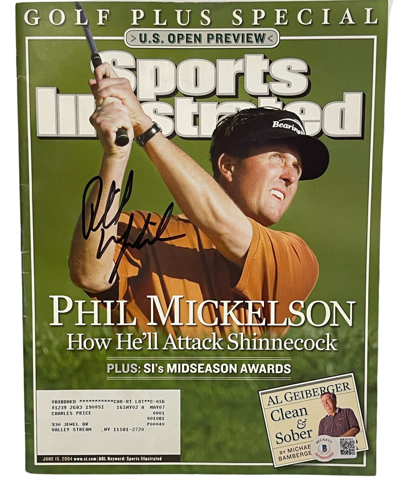 PHIL MICKELSON SIGNED SPORTS ILLUSTRATED MAGAZINE 6/15/04 AUTOGRAPH BECKETT