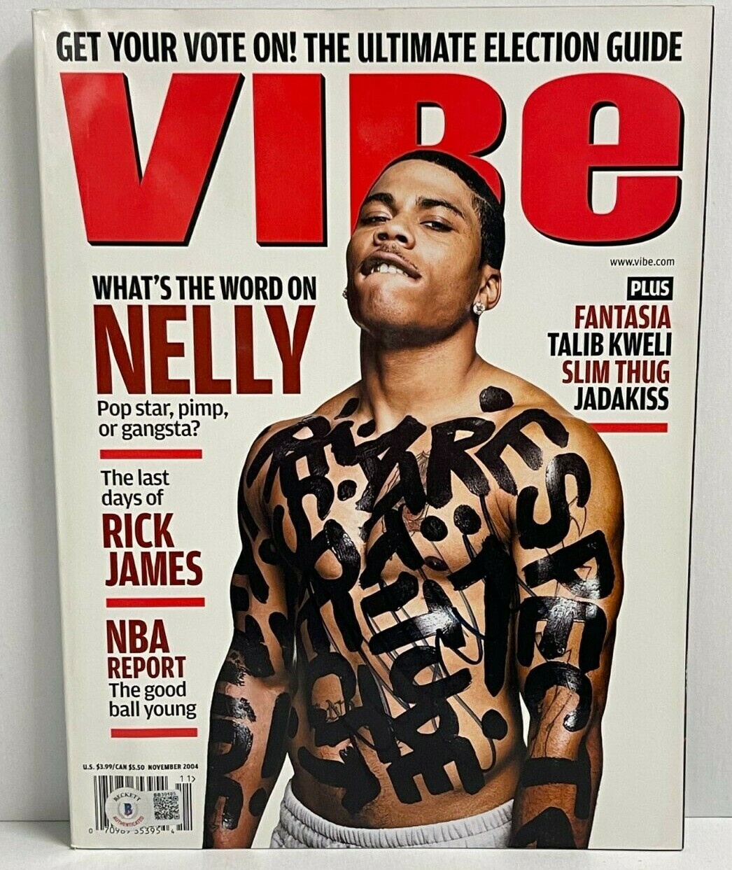 NELLY SIGNED VIBE MAGAZINE AUTHENTIC AUTOGRAPH BECKETT COA