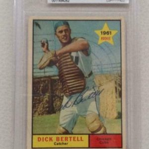 1961 TOPPS DICK BERTELL #441 CUBS SIGNED CARD BECKETT AUTHENTIC AUTO VINTAGE