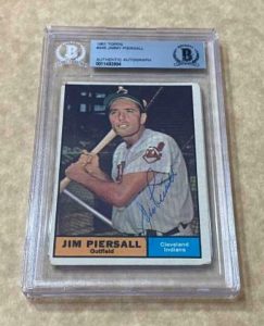 1961 TOPPS JIMMY PIERSALL #345 INDIANS SIGNED CARD BECKETT AUTHENTIC AUTO VINTAG COLLECTIBLE MEMORABILIA