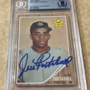 1962 TOPPS JOSE TARTABULL KC RC SIGNED CARD BECKETT AUTHENTIC AUTOGRAPHED