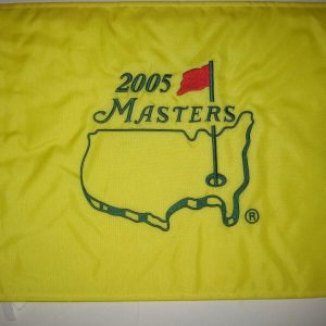 2005 MASTERS Tournament Pin Flag - TIGER WOODS Won! JACK NICKLAUS' last!