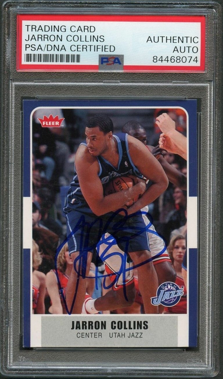 2007-08 FLEER #179 JARRON COLLINS SIGNED CARD AUTO PSA SLABBED JAZZ COLLECTIBLE MEMORABILIA