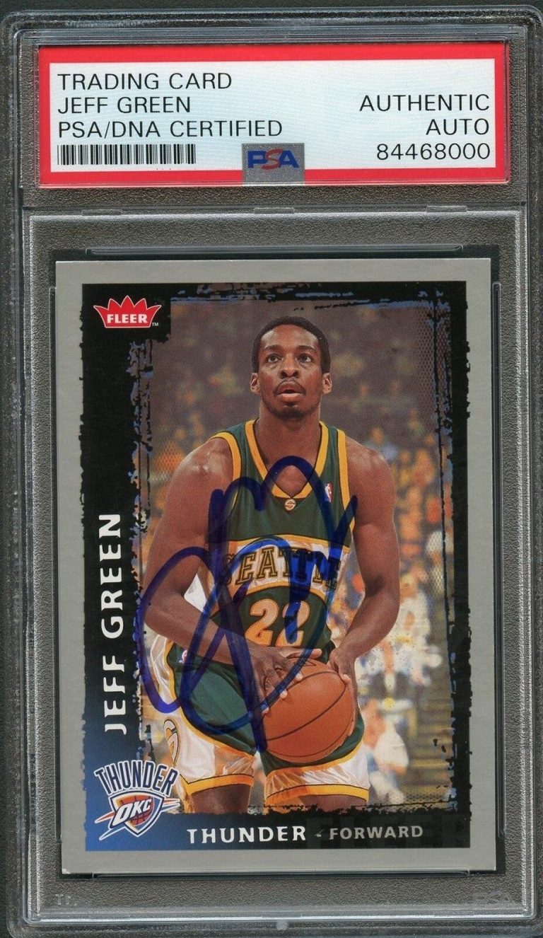 2008-09 FLEER #196 JEFF GREEN SIGNED CARD AUTO PSA/DNA SLABBED THUNDER COLLECTIBLE MEMORABILIA