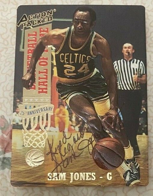 Sam jones signed autographed 1993 Action Packed Card Boston Celtics RARE