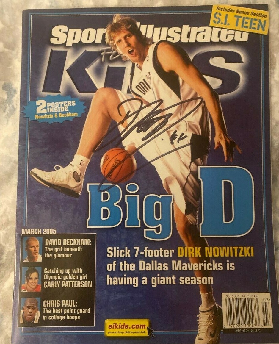 Dirk Nowitzki signed autographed sports illustrated for kids magazine no label