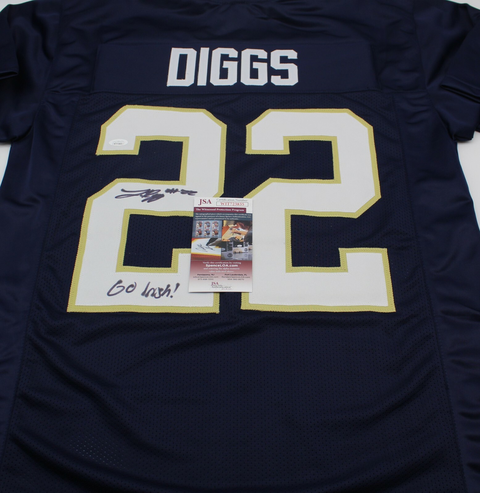 Logan Diggs Signed Custom Blue Notre Dame Jersey w/JSA COA Witness Go Irish