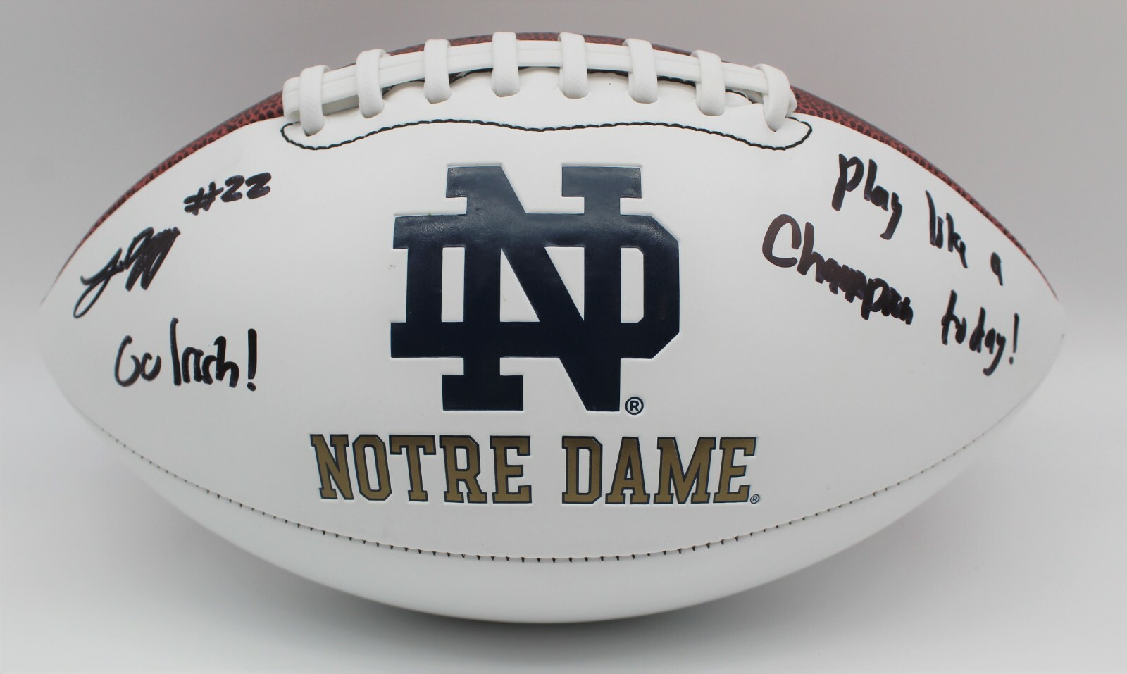 Logan Diggs Signed Notre Dame Fighting Irish Logo Football w/JSA COA Witness #1