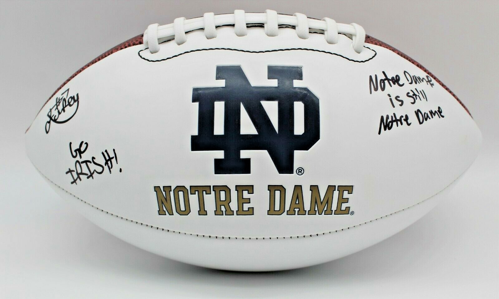 Isaiah Foskey Signed Notre Dame Fighting Irish Logo Football w/JSA COA Witness A