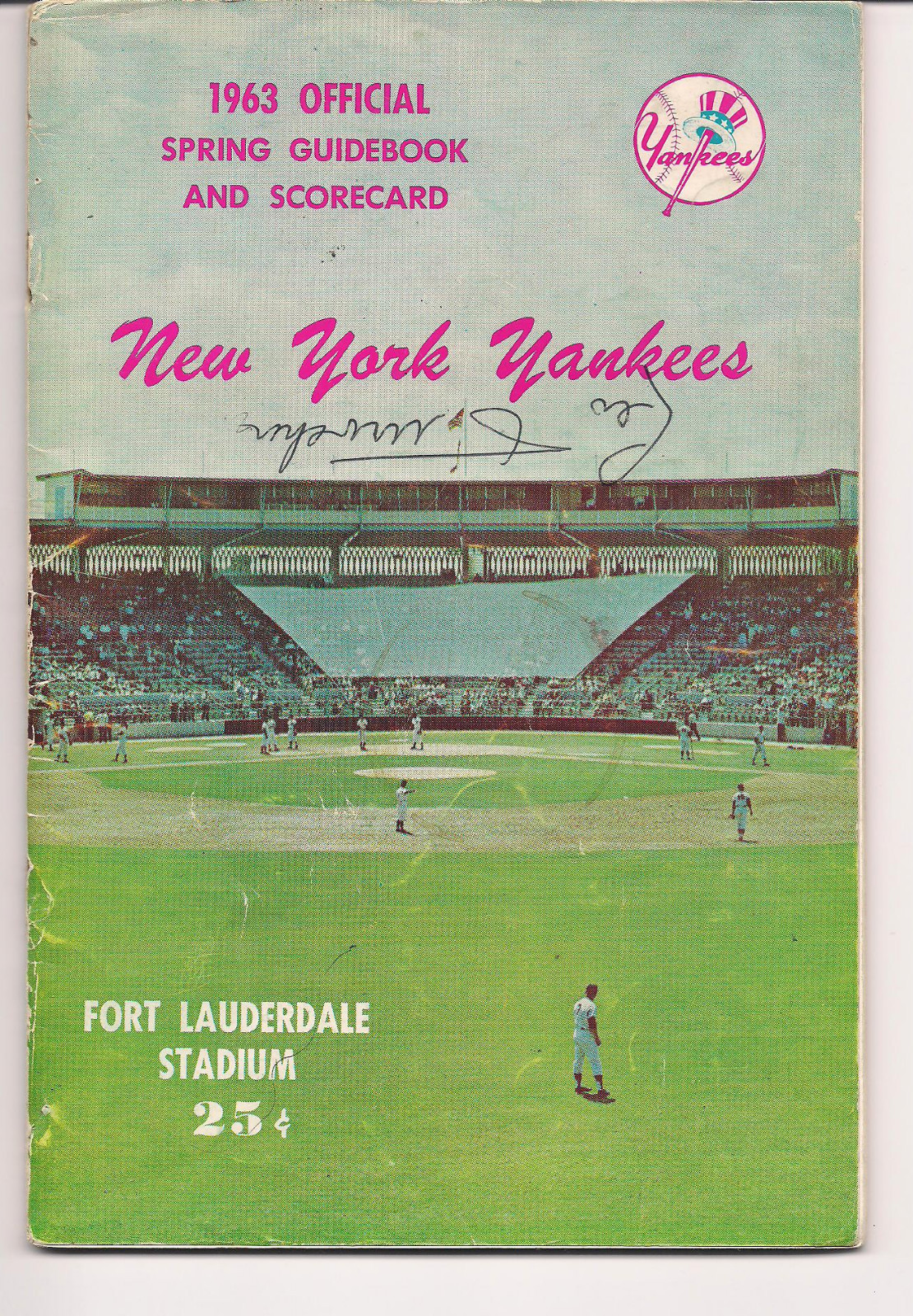 1963 NEW YORK YANKEES SPRING GUIDEBOOK PROGRAMS WITH 6 AUTOGRAPHS W/COA COLLECTIBLE MEMORABILIA