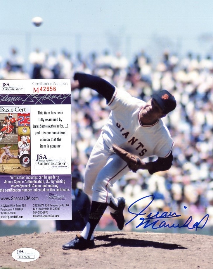 JUAN MARICHAL SAN FRANCISCO GIANTS ACTION SIGNED AUTOGRAPHED JSA M42656