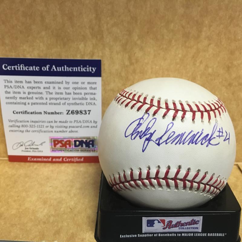 ANDY SEMINICK PHILADELPHIA PHILLIES M.L. SIGNED BASEBALL PSA Z69817
