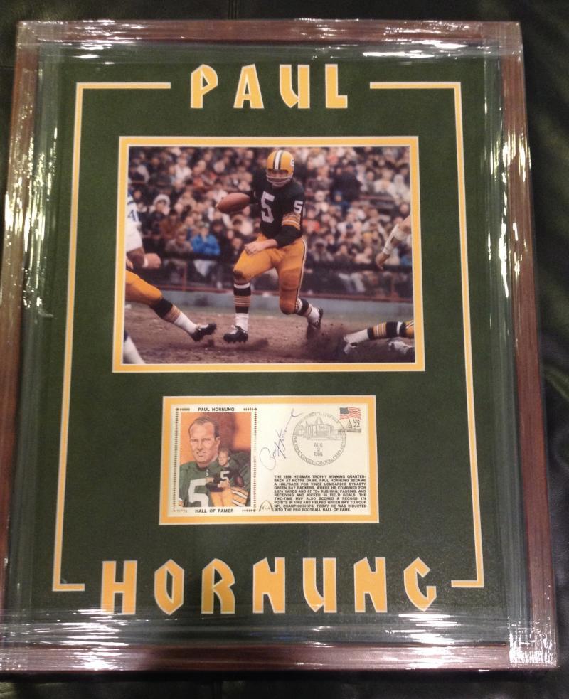 PAUL HORNUNG PACKERS SIGNED GATEWAY HOFER DOUBLE MATTED FRAMED