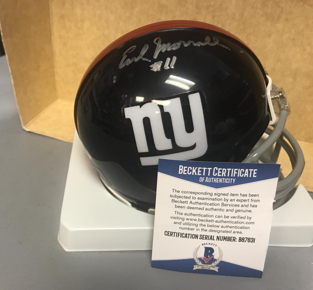 EARL MORRALL NEW YORK GIANTS SIGNED AUTOGRAPHED MINI HELMET BECKETT B87631
