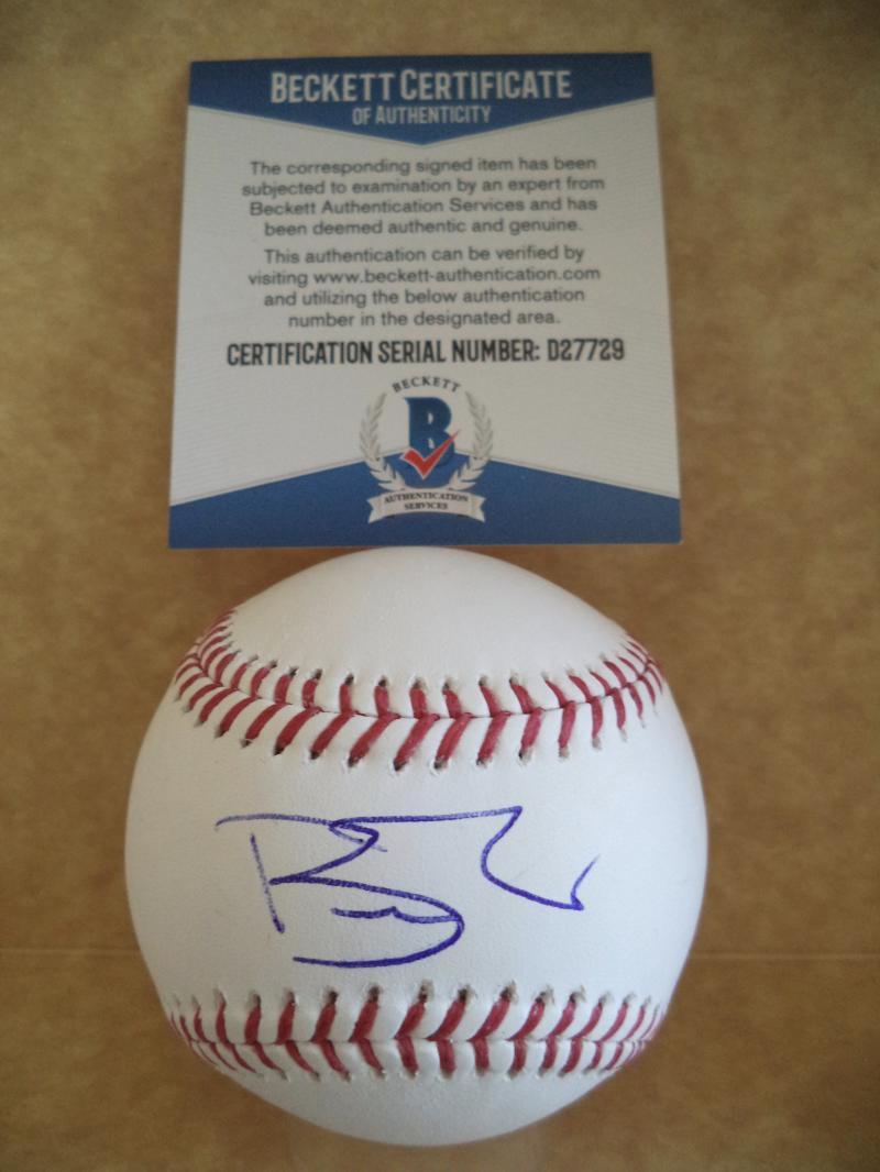 BRAD PEACOCK HOUSTON ASTROS SIGNED AUTOGRAPHED M.L BASEBALL BECKETT D27729