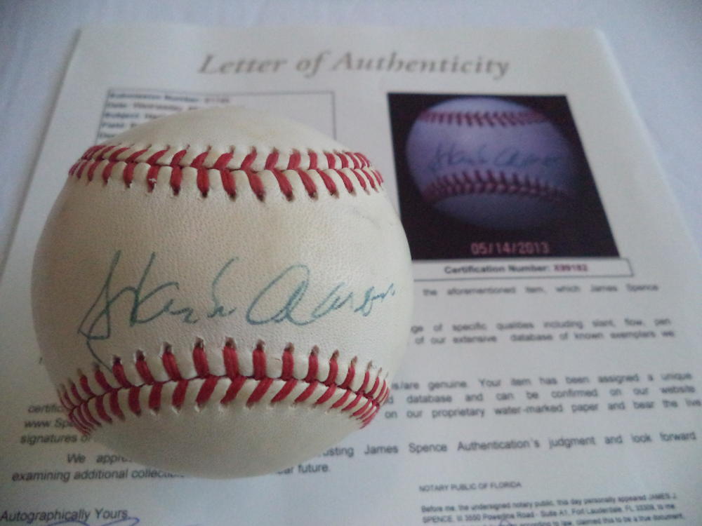 HANK AARON ATLANTA BRAVES VINTAGE SIGNED AUTOGRAPH N.L. BASEBALL JSA LOA X99182