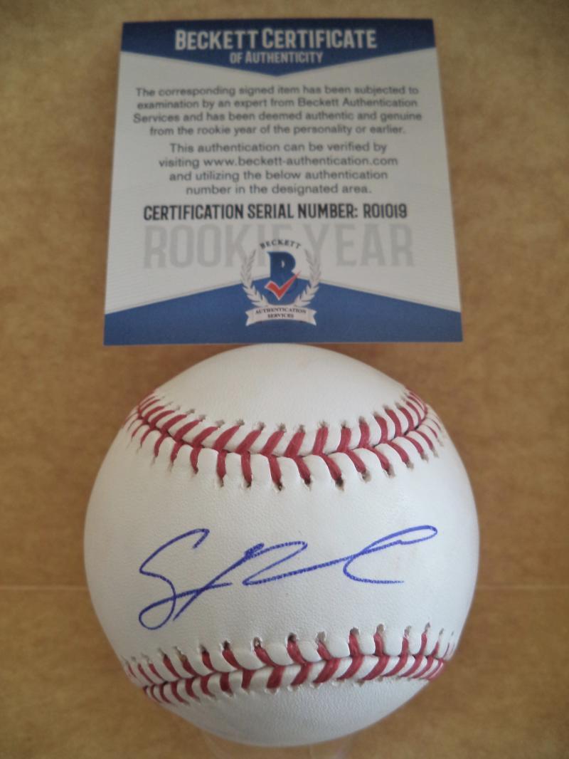 SEAN NEWCOMB ATLANTA BRAVES ROOKIE YEAR SIGNED AUTO ML BASEBALL BECKETT R01019