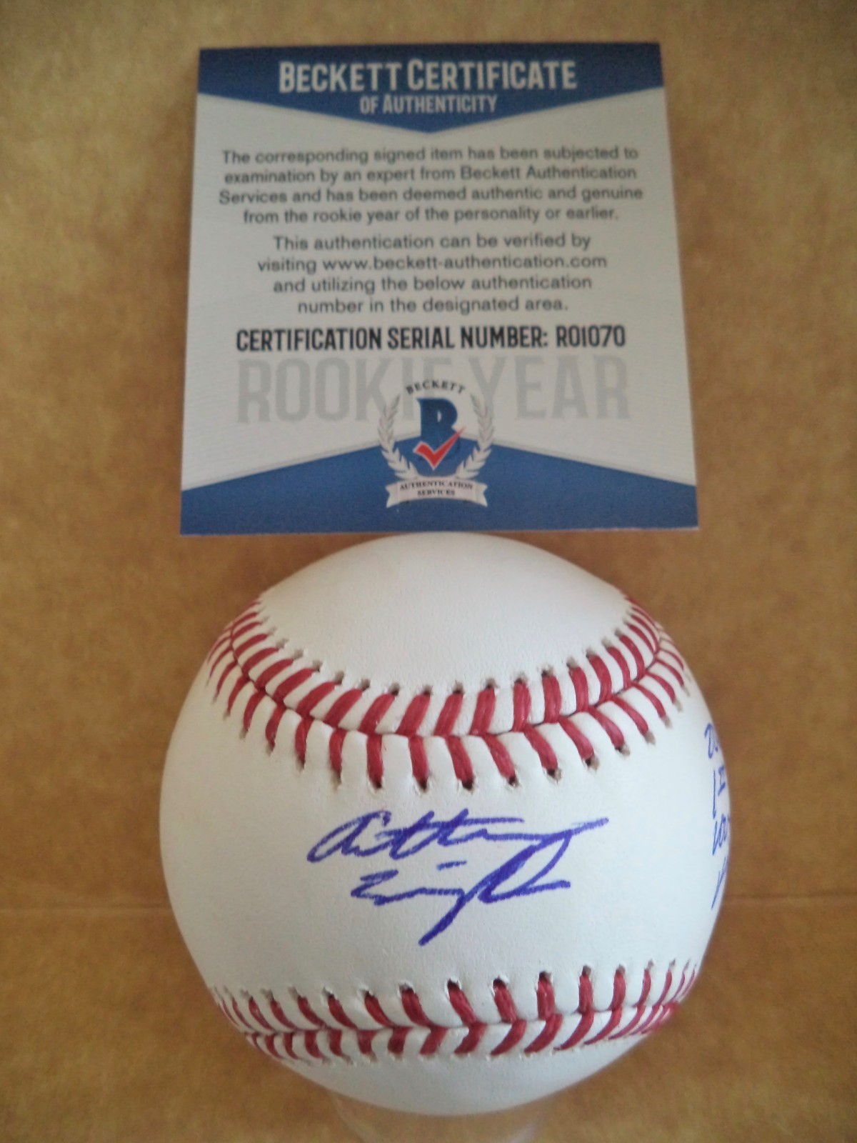 ANTHONY SEIGLER YANKEES 1ST RD PICK ROOKIE YEAR SIGNED ML BALL BECKETT R01070