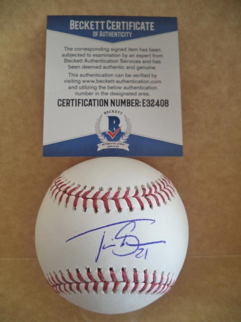 TRAVIS SHAW MILWAUKEE BREWERS SIGNED AUTOGRAPHED M.L. BASEBALL BECKETT E32408
