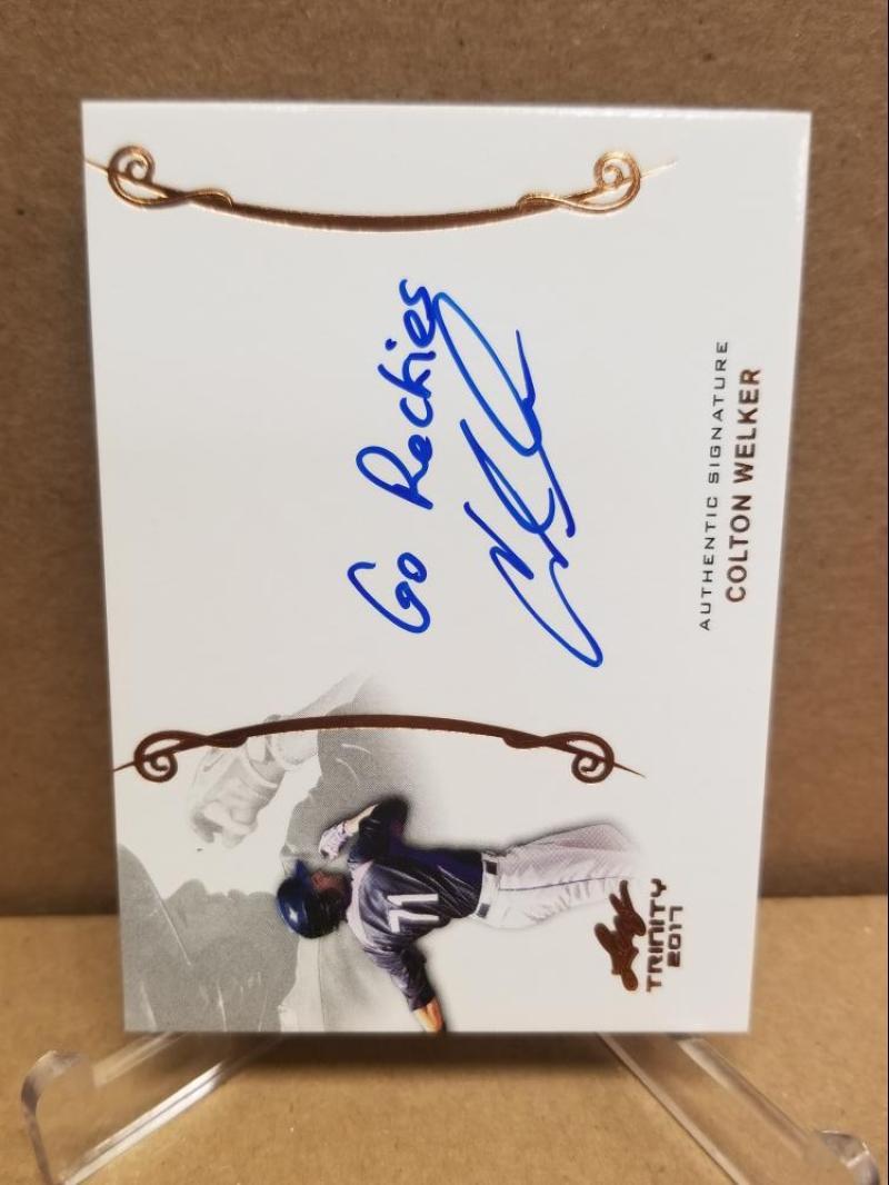 2017 LEAF TRINITY COLTON WELKER AUTO GO ROCKIES INSCRIPTION A-CW1 COLLECTIBLE MEMORABILIA