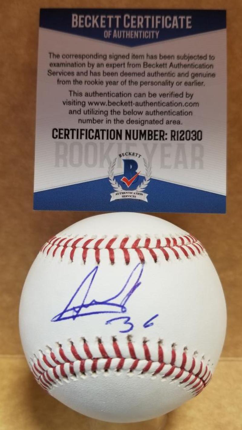 ALBERT ABREU NEW YORK YANKEES ROOKIE YEAR SIGNED M.L. BASEBALL BECKETT R12030