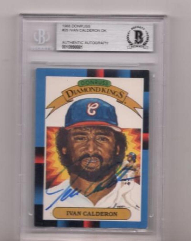 1988 DONRUSS IVAN CALDERON SIGNED CARD BECKETT AUTHENTIC AUTOGRAPH