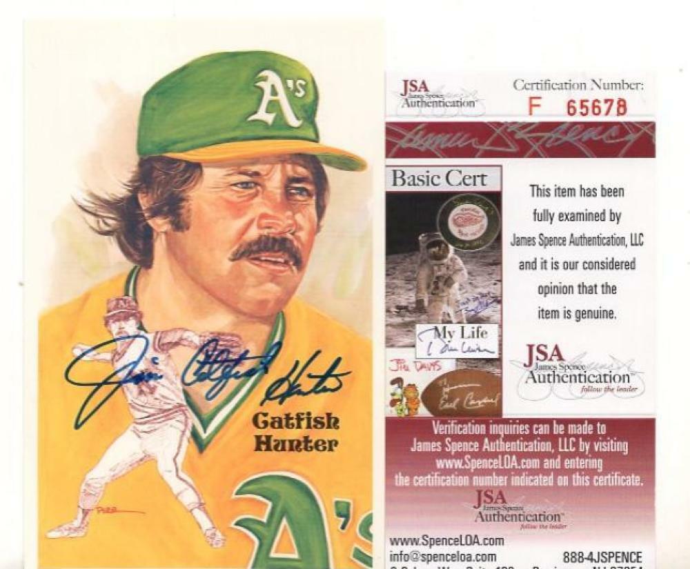 JIM CATFISH HUNTER OAKLAND A'S SIGNED 1987 PEREZ -STEELE JSA