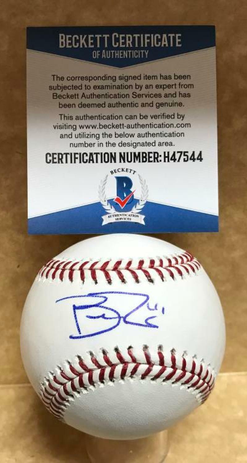 BRAD PEACOCK HOUSTON ASTROS SIGNED AUTO M.L. BASEBALL BECKETT H47544