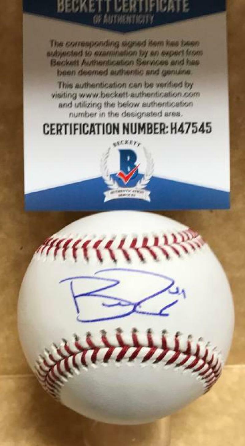 BRAD PEACOCK HOUSTON ASTROS SIGNED AUTO M.L. BASEBALL BECKETT H47545