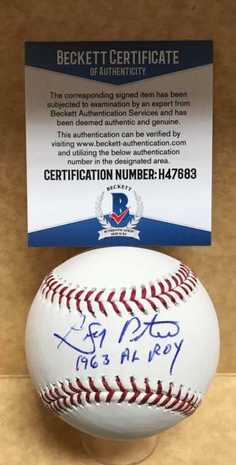 GARY PETERS 1963 AL ROY SIGNED AUTOGRAPHED M.L. BASEBALL BECKETT H47683