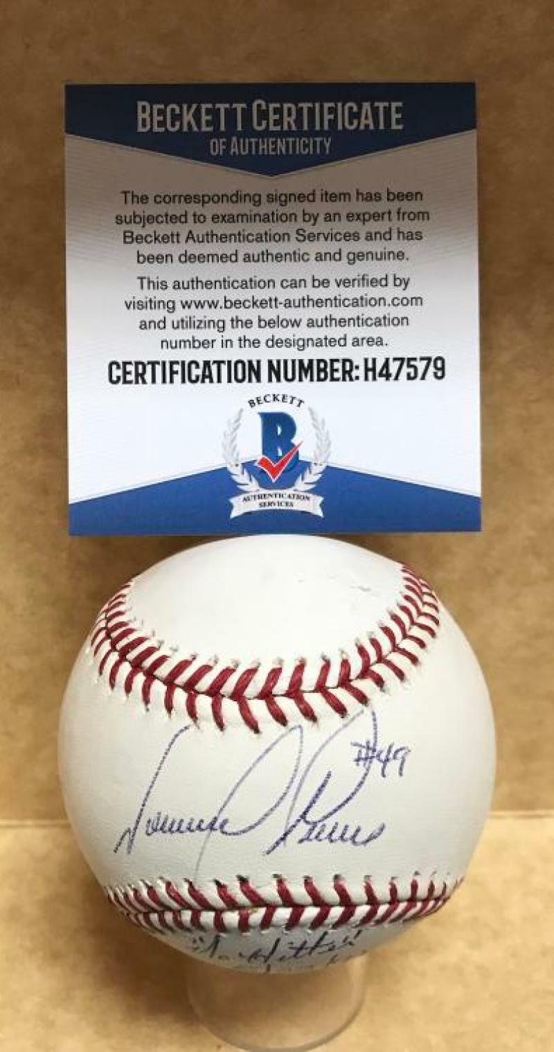 TOMMY GREENE #49 NO HITTER 5/23/91 SIGNED AUTO M.L. BASEBALL BECKETT H47579