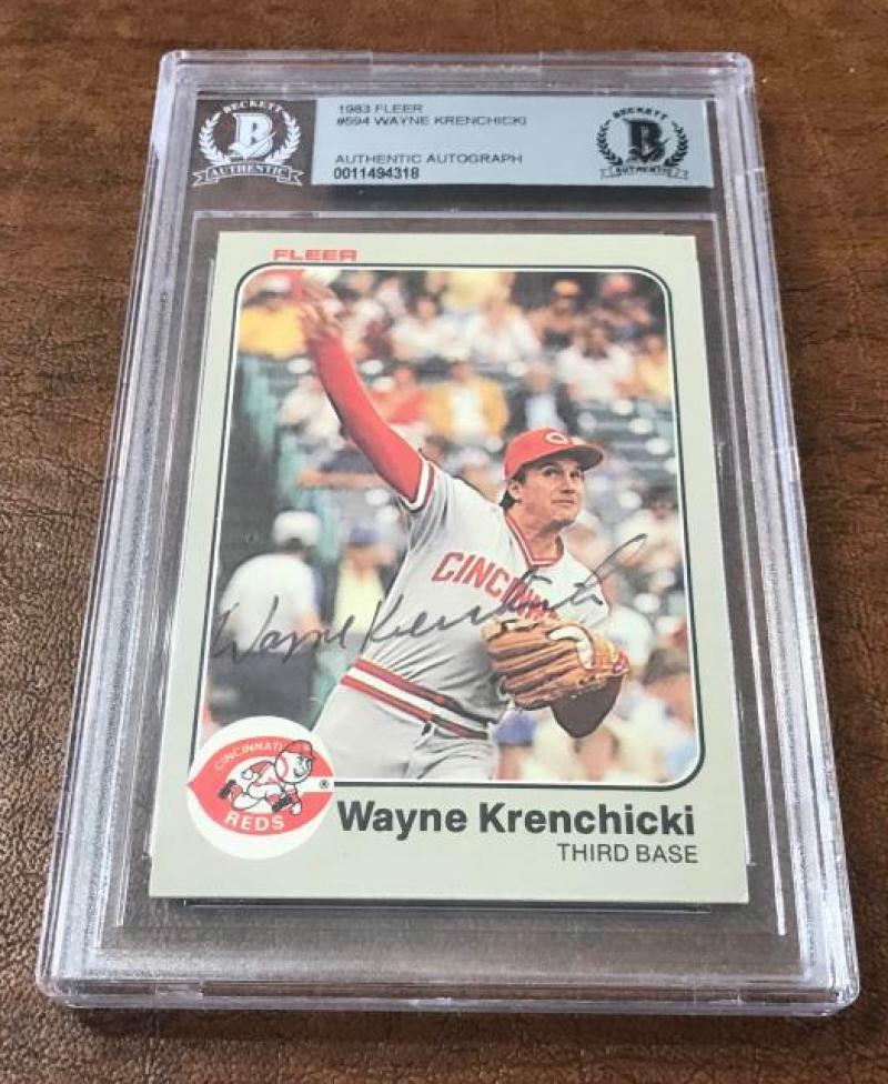 1983 FLEER WAYNE KRENCHICKI REDS SIGNED CARD BECKETT AUTHENTIC AUTOGRAPH