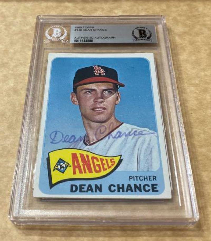 1965 TOPPS DEAN CHANCE ANGELS SIGNED CARD BECKETT AUTHENTIC AUTOGRAPHED COLLECTIBLE MEMORABILIA