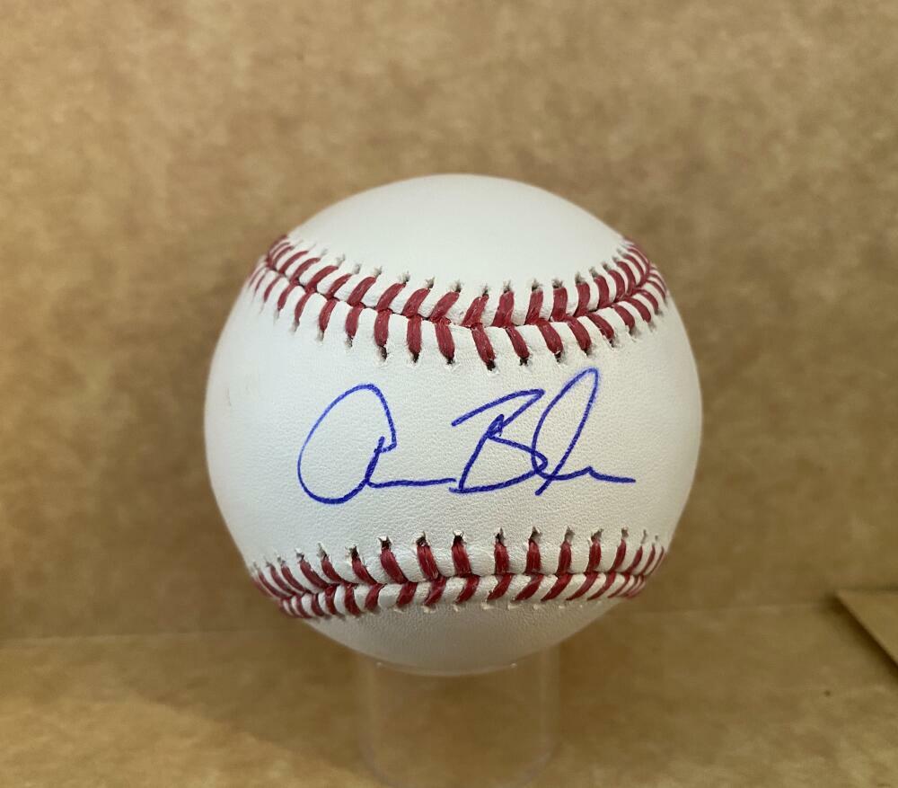 AARON BLAIR ATLANTA BRAVES AUTOGRAPHED M.L. BASEBALL W/ COA COLLECTIBLE MEMORABILIA
