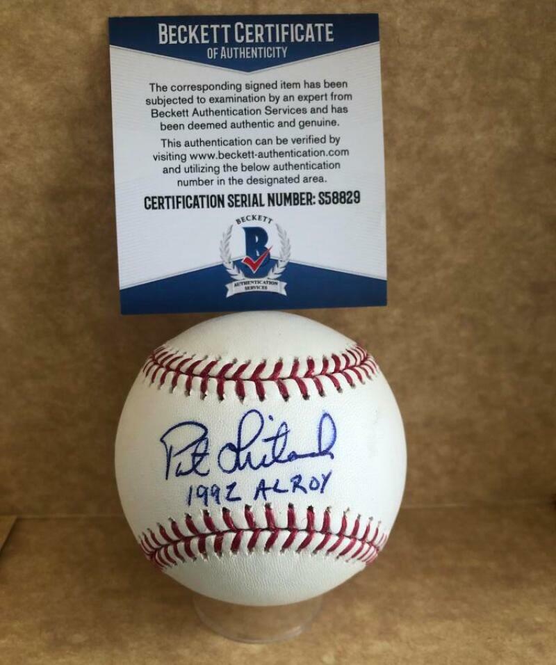 PAT LISTACH 1992 AL ROY SIGNED AUTOGRAPHED M.L. BASEBALL S55829