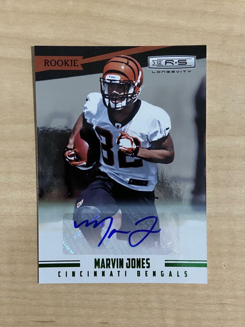 MARVIN JONES CINCINNATI BENGALS SIGNED AUTOGRAPHED 2012 LONGEVITY 58/99 CARD#191