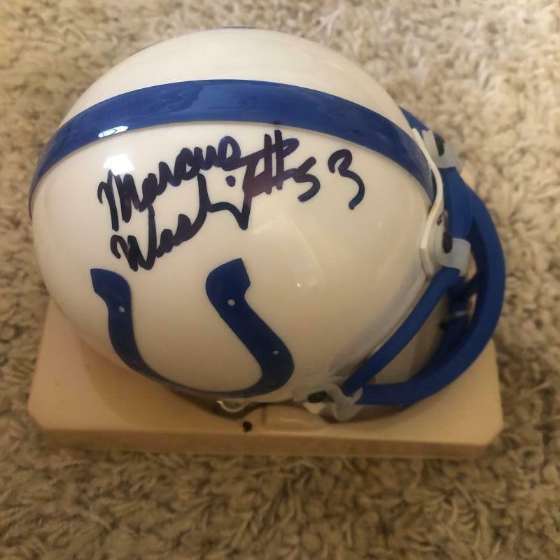 MARCUS WASHINGTON INDIANAPOLIS COLTS SIGNED AUTO RIDDELL MINI HELMET W/COA