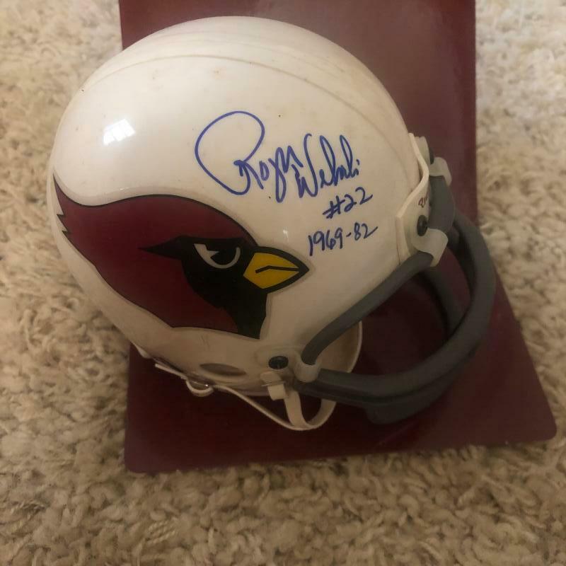ROGER WEHRLI #22 1969-82 CARDINALS SIGNED AUTO RIDDELL MINI HELMET W/COA