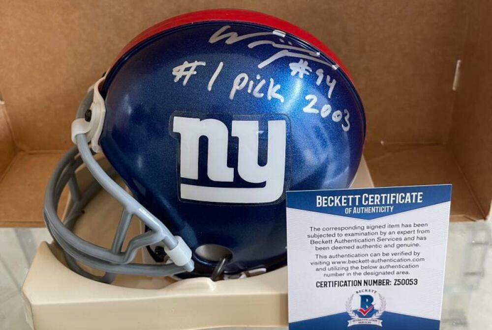 WILLIAM JOSEPH NEW YORK GIANTS @1 PICK SIGNED MINI HELMET BECKETT Z50053 COLLECTIBLE MEMORABILIA