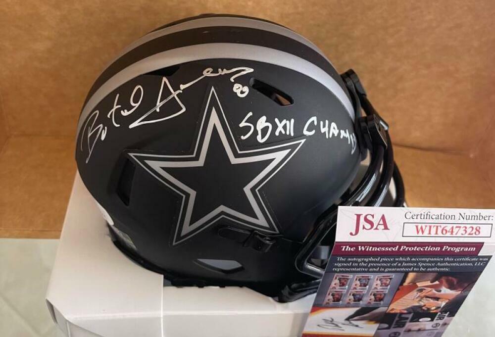 BUTCH JOHNSON DALLAS COWBOYS SIGNED SB X11 CHAMPS SIGNED ECLIPSE MINI HELMET JS