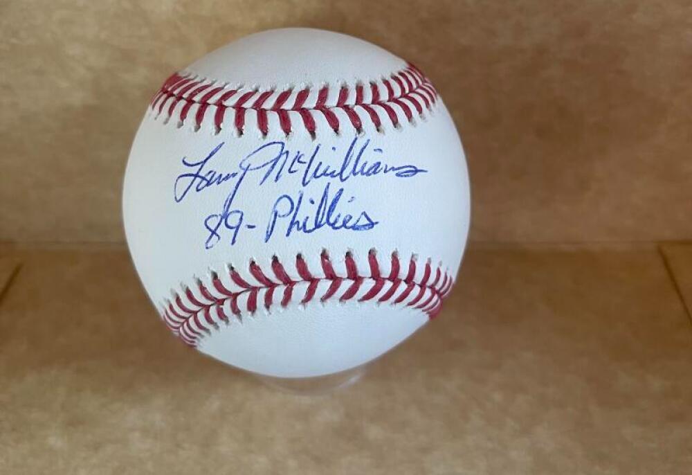LARRY MCWILLIAMS 89-PHILLIES SIGNED AUTOGRAPHED M.L. BASEBALL BECKETT