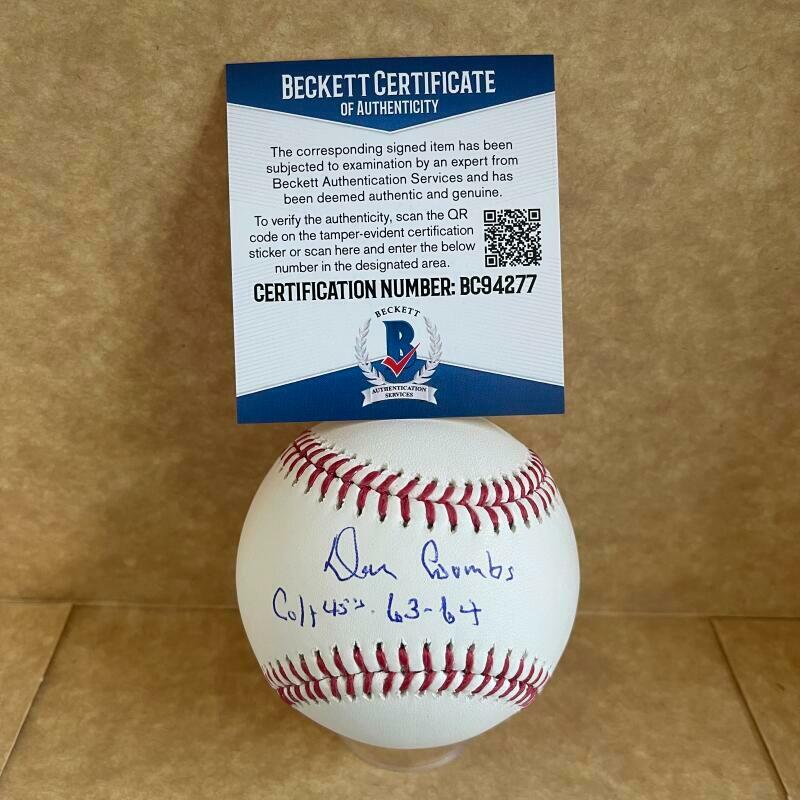 DANNY COOMBS COLT 45S 63-64 SIGNED AUTOGRAPHED M.L. BASEBALL BAS BC94277