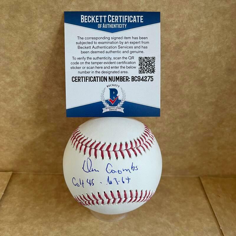 DANNY COOMBS COLT 45S 63-64 SIGNED AUTOGRAPHED M.L. BASEBALL BAS BC94275