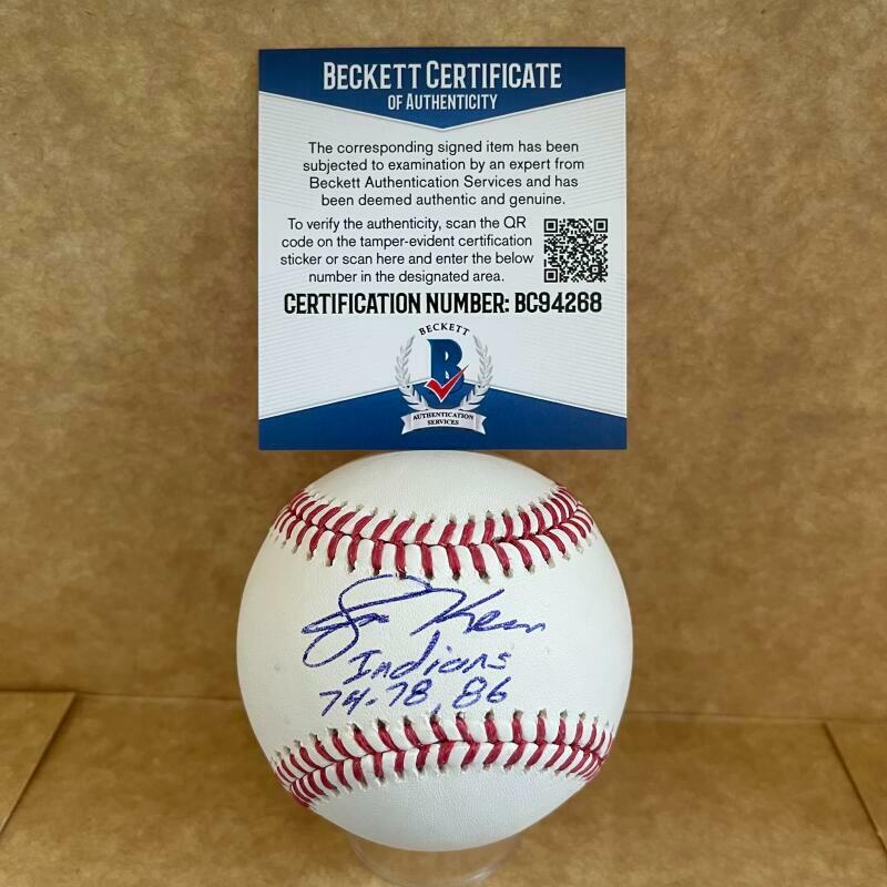 JIM KERN INDIANS 74-78,86 SIGNED AUTOGRAPHED M.L. BASEBALL BECKETT BC94268