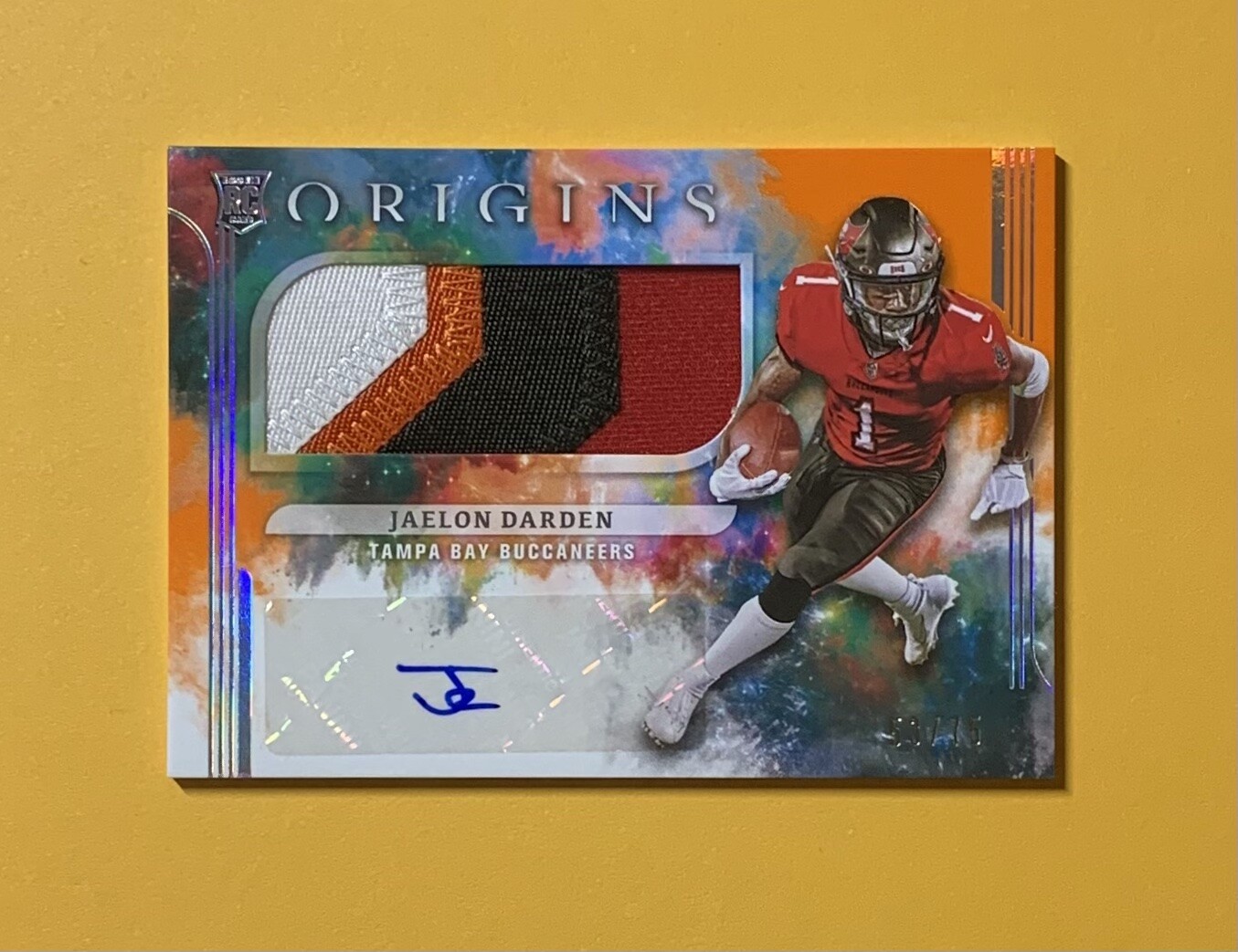 2021 PANINI ORIGINS JAELON DARDEN ROOKIE PATCH AUTO /75 #187 BUCCANEERS