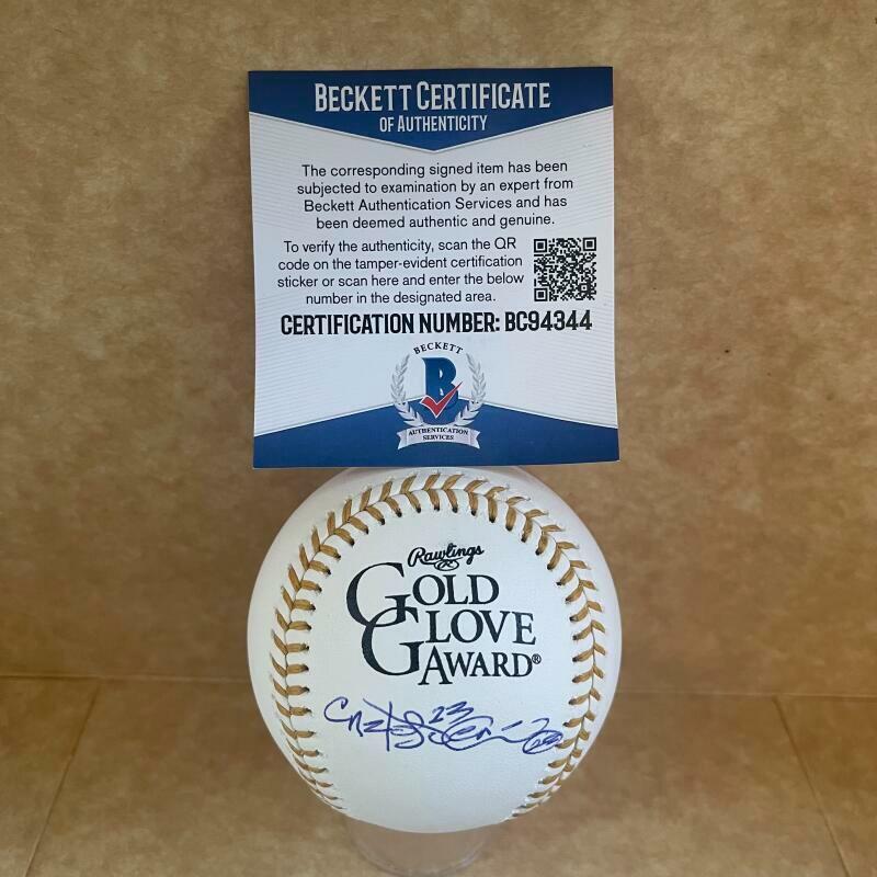CARLOS PENA TAMPA BAY RAYS SIGNED AUTO GOLD GLOVE BASEBALL BAS BC94344